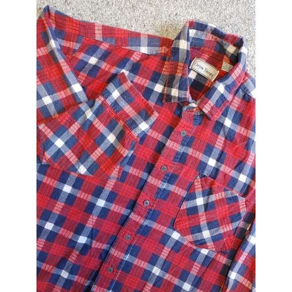Men's Open Trails Plaid Flannel Shirt XL Long Sleeve Button up Retro 90s Rugged - Picture 1 of 7
